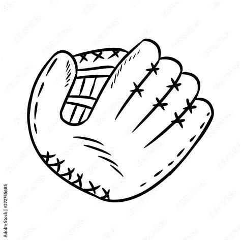 Hand drawn doodle sketch of baseball glove. Cartoon style drawing, for ...