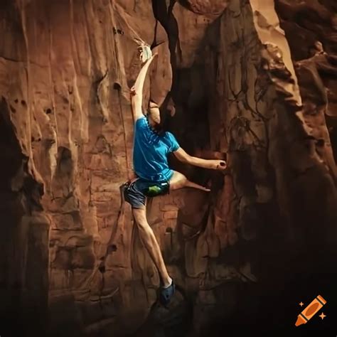 Image of a person climbing a rock wall on Craiyon