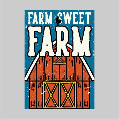 outdoor poster design farm sweet farm vintage illustration 4541090 ...