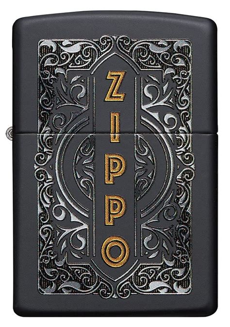 Zippo Logo Design Black Matte Pocket Lighter 49535 | eBay