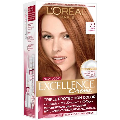 L'Oreal Paris Excellence Créme Permanent Hair Color, 7R Red Penny ...