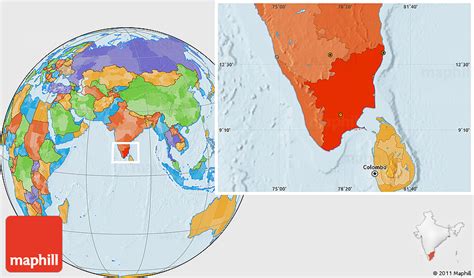 Political Location Map of Tamil Nadu