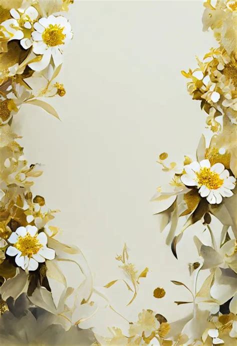 Free White and Gold Flower on Beige Card Background