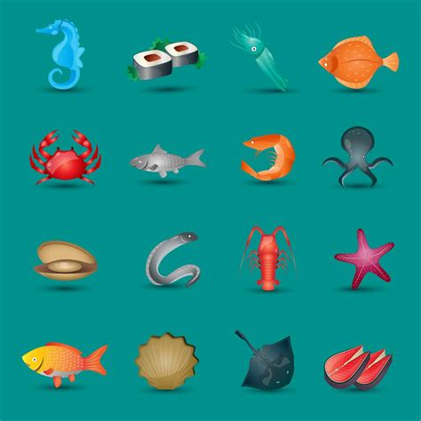 Seafood icons set 454434 Vector Art at Vecteezy