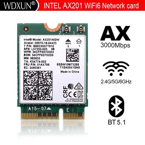 Intel Wi fi 6 AX201 Bluetooth 5.0 Dual Band 2.4G/5G Wireless NGFF ...