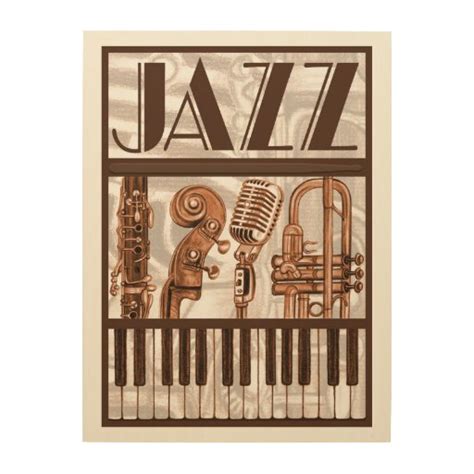 Jazz Music Wood Wall Art | Zazzle