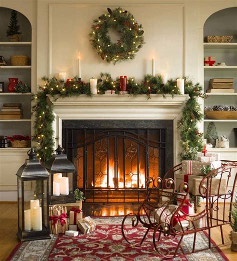 Red Metal Holiday Sleigh | PlowHearth | Christmas fireplace mantels ...