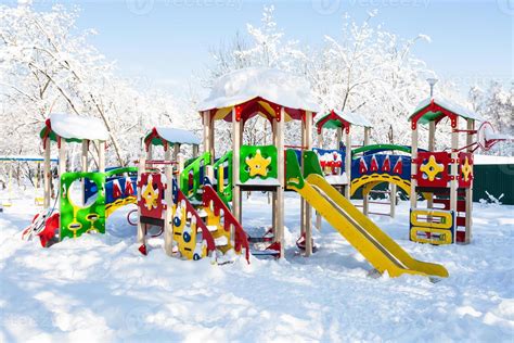 public children playground in sunny winter day 13485939 Stock Photo at ...