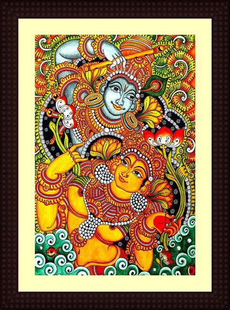 Framed Canvas Traditional Kerala Mural Paintings With Glass, for Home ...