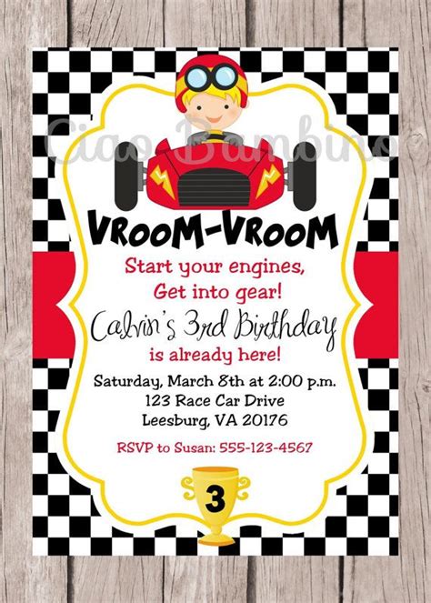 Download Editable Race Car Birthday Invitation Template Free | invite