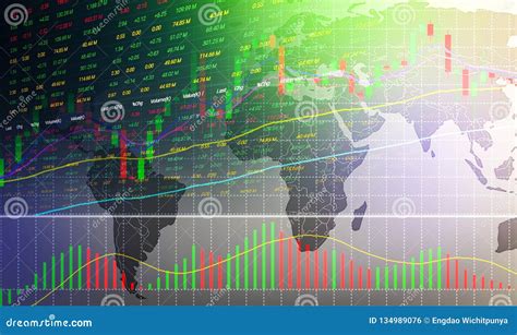 Stock Market or Forex Trading Graph and Candlestick Chart on World Map ...