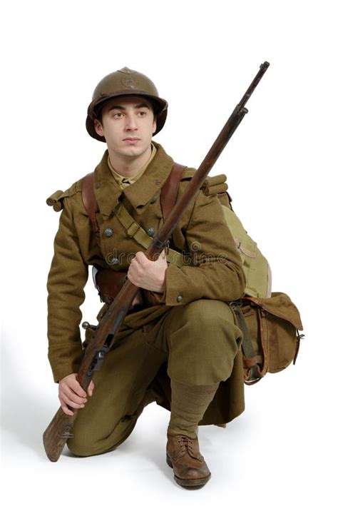 French Soldier in 1940`s Uniform Stock Image - Image of weapon, isolated: 84216657