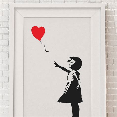 banksy balloon girl framed print by the binary box | notonthehighstreet.com