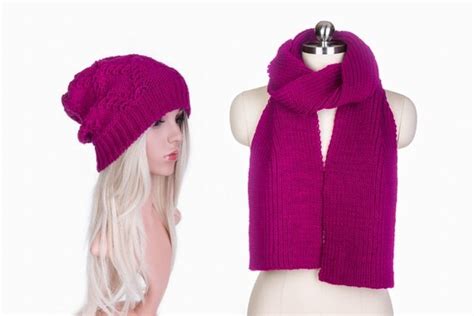 Hat scarf set scarf hat combo knit pair wool hat scarf