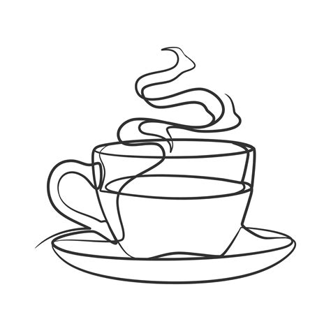 Continuous line drawing a cup of coffee or tea 6054128 Vector Art at Vecteezy