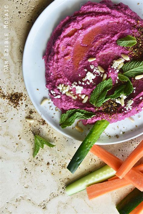 Pickled Beet Hummus White Bean Dip with Za’atar, Feta, and Mint