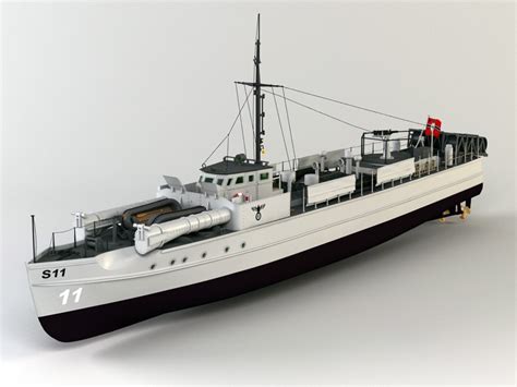 German E-boat S 11 3D model Download for Free