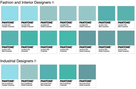 Green Pantone Color Chart