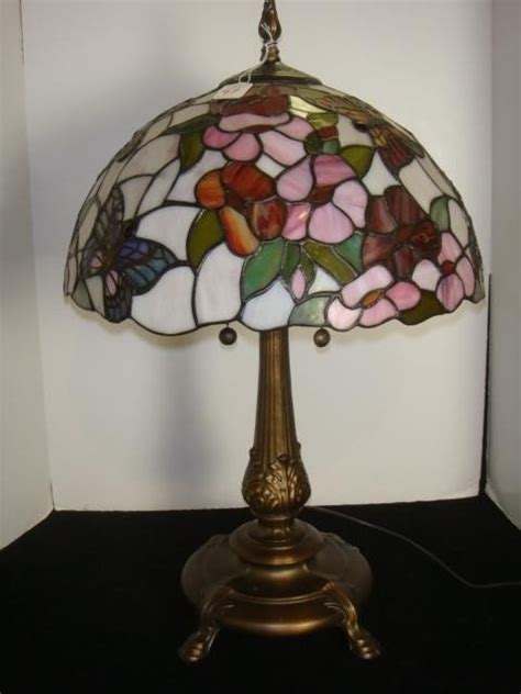 97: DALE TIFFANY Butterfly Style Stained Glass Lamp: : Lot 97