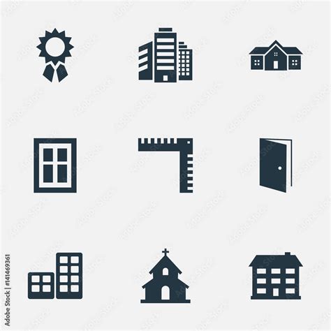 Vector Illustration Set Of Simple Architecture Icons. Elements Reward, Glazing, Popish And Other ...