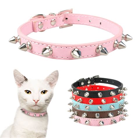 Cool Cat Dog Collar Cats Dog Leather Spiked Studded Collars For Small Medium Dogs Cats Chihuahua ...