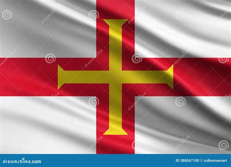 Guernsey Flag with Fabric Texture, Official Colors, 3D Illustration Stock Illustration ...