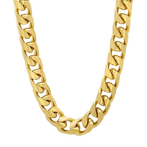 9.3mm 14k Gold Plated Square Cuban Link Curb Chain