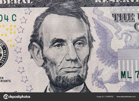 President Lincoln Five Dollar Bill Macro Photo United States America ...