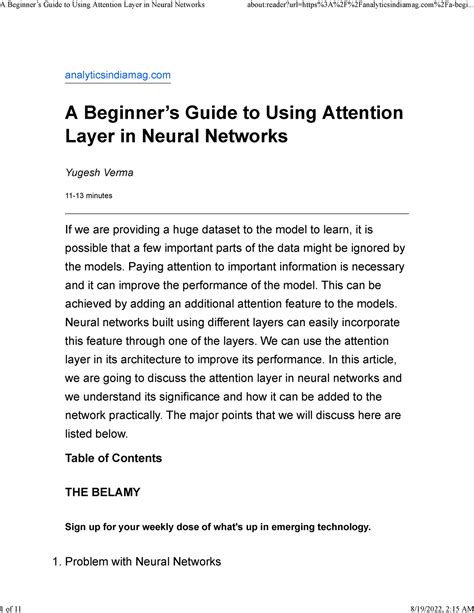 A Beginner’s Guide to Using Attention Layer in Neural Networks ...