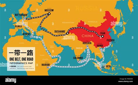 One belt one road. New Chinese trade silk road. Vector map infographics Stock Vector Image & Art ...