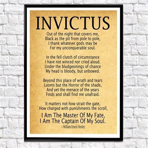 Invictus Poem Invictus Print Art Print by William Ernest