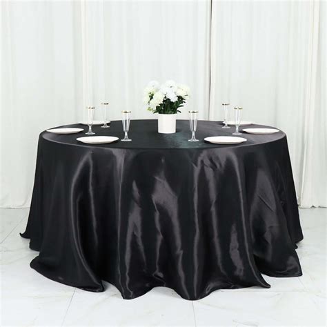 132" Black Seamless Satin Round Tablecloth