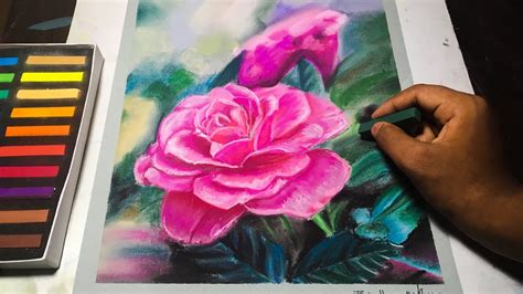 how to draw a rose with soft pastels | P V Hanumanthu art - YouTube