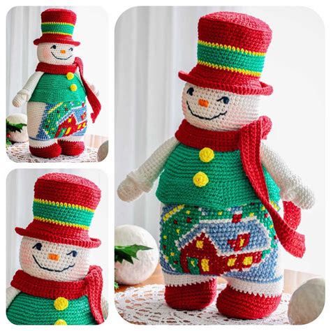 Christmas Crochet Pattern, Snowman With Red Shoes, Christmas Amigurumi ...