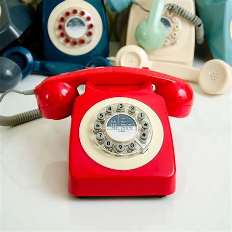 Retro Red Phone Vintage Push Button Telephone Rotary Landline Old ...