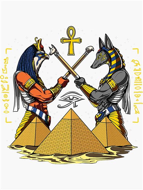 "Egyptian God Anubis Horus Ancient Pyramids Ankh Hieroglyphs" Sticker for Sale by ...