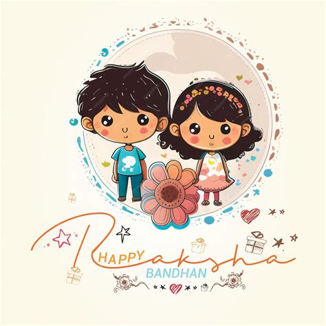 Raksha Bandhan cute little sister and brother celebration decorated | Premium AI-generated vector