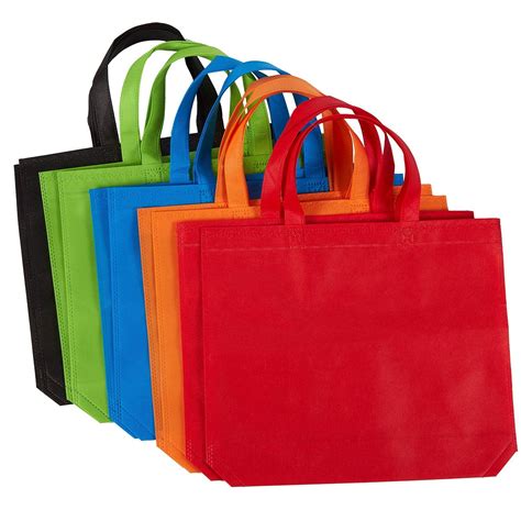 10-Pack Gift Tote Bags - Non-woven Fabric Party Favor Bags, Reusable Grocery Bags, 5 Colors, 14. ...