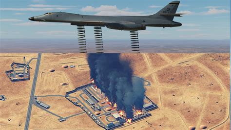 B-1 Lancer Bomber In Action Carpet Bomb Military Base And Airbase - DCS - YouTube