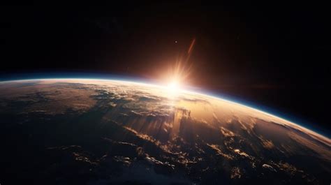 Premium Photo | Sunrise over planet earth in space