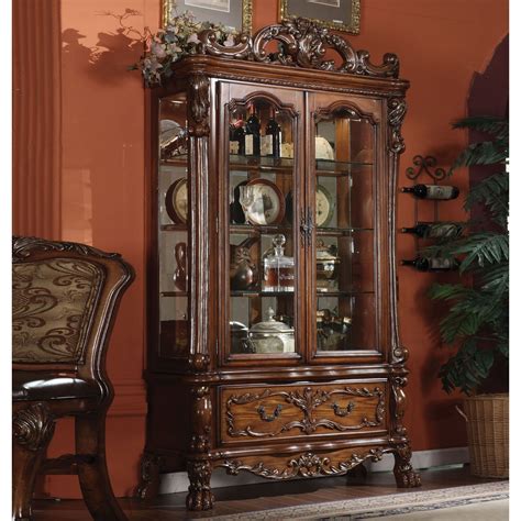 ACME Dresden Curio Cabinet, Cherry Oak (1Set/2Ctn), Brown in 2020 | China cabinet, Rustic living ...