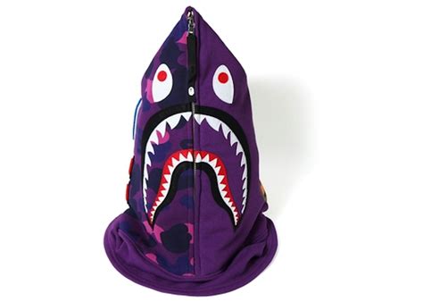 BAPE Color Camo Shark Face Mask Purple - FW18