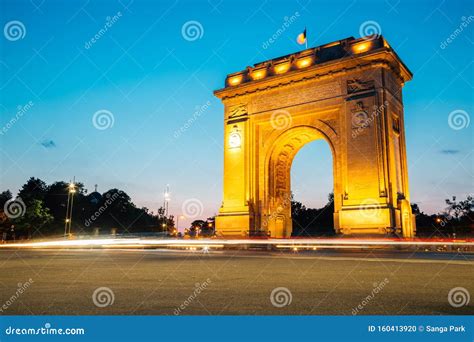 Arcul De Triumf Night View in Bucharest, Romania Stock Photo - Image of capital, europe: 160413920