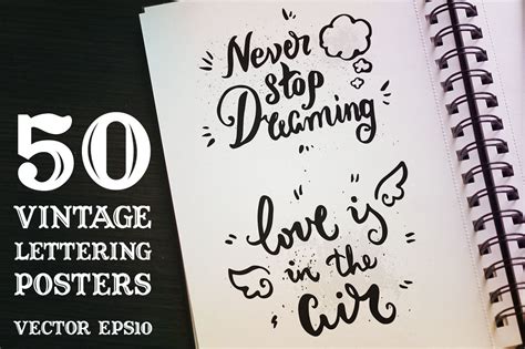 50 Vintage Lettering Poster Set By Qilli Design | TheHungryJPEG