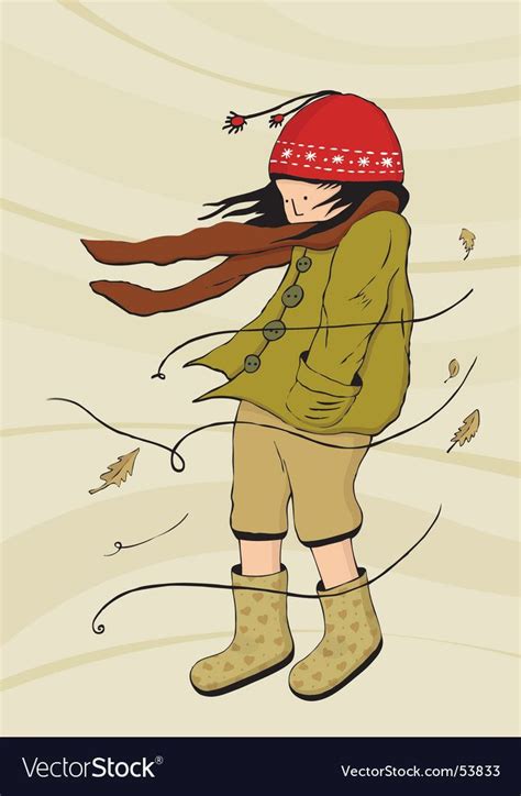 The little girl walking in windy weather. Download a Free Preview or ...