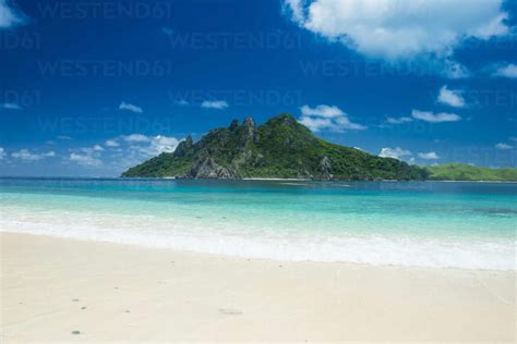 Beautiful white sand beach on Monuriki (Cast Away Island), Mamanuca Islands, Fiji, South Pacific ...