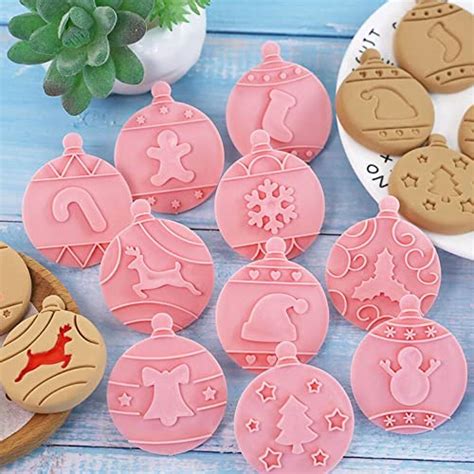 10 Pieces Cute Christmas Tree Cookie Stamps For Baking Cookie Mould ...