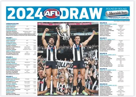 2024 AFL FOOTBALL All Teams Match Fixture Draws Poster, 2 Set ,Free ...