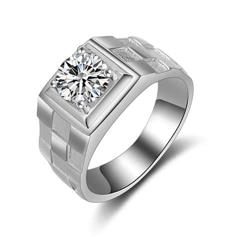 Ring Men Luxury Fine Jewelry 100% 925 sterling silver jewelry Bridegroom Wedding Rings ...