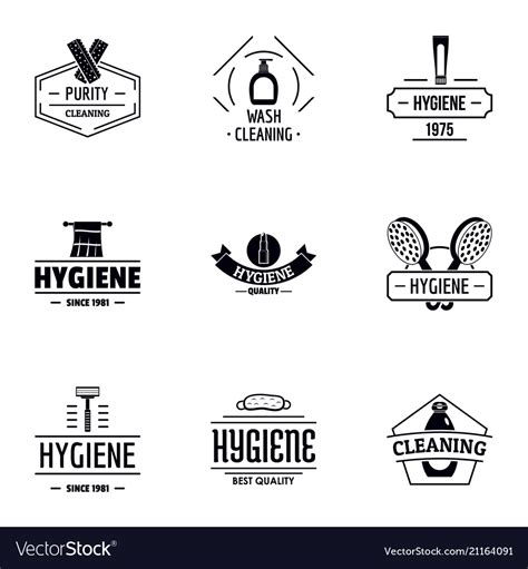 Personal cleanliness logo set simple style Vector Image